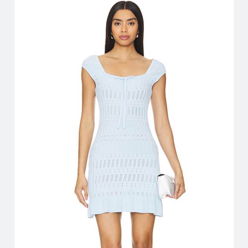 LPA / Revolve Light Blue Knit Mini Dress